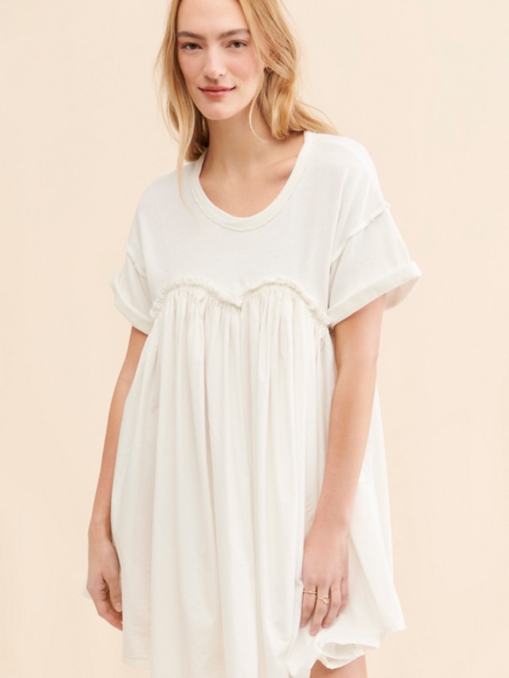Free People Catalina Ruffle Mini Dress in White - Size Small!